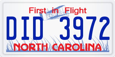 NC license plate DID3972