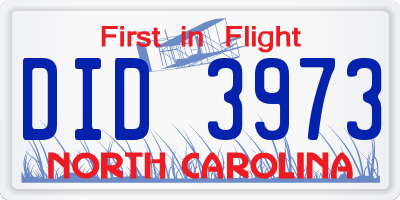 NC license plate DID3973