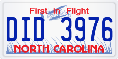NC license plate DID3976