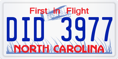 NC license plate DID3977
