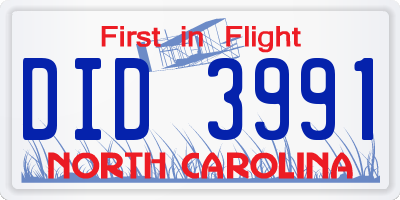 NC license plate DID3991