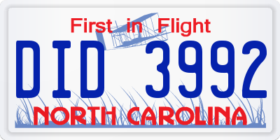 NC license plate DID3992