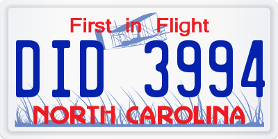 NC license plate DID3994
