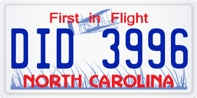 NC license plate DID3996