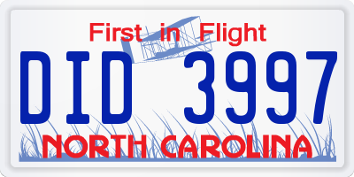 NC license plate DID3997