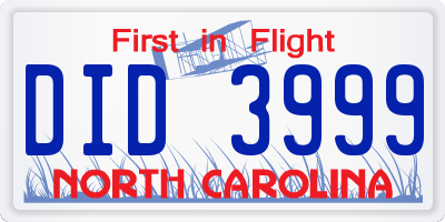 NC license plate DID3999