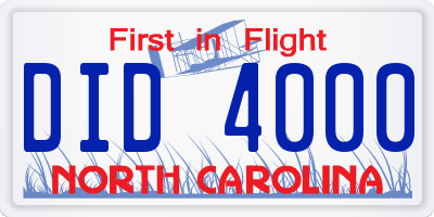 NC license plate DID4000