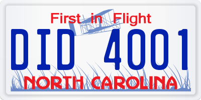 NC license plate DID4001