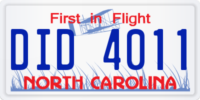 NC license plate DID4011