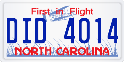 NC license plate DID4014