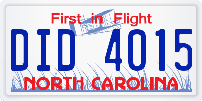 NC license plate DID4015