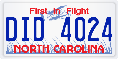 NC license plate DID4024