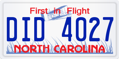 NC license plate DID4027