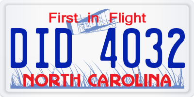 NC license plate DID4032