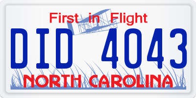 NC license plate DID4043