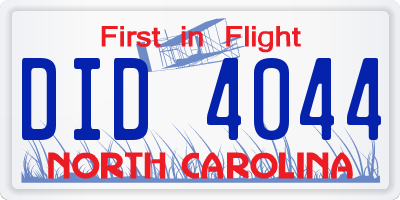 NC license plate DID4044