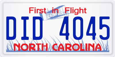 NC license plate DID4045