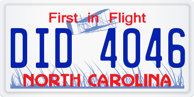 NC license plate DID4046