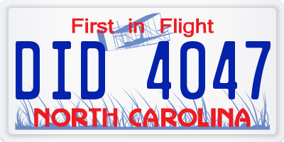 NC license plate DID4047