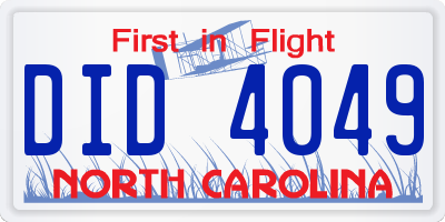 NC license plate DID4049
