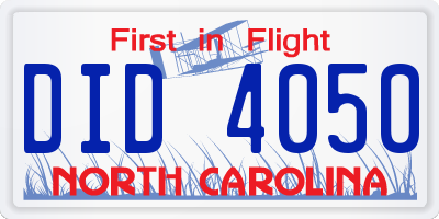 NC license plate DID4050