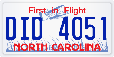 NC license plate DID4051