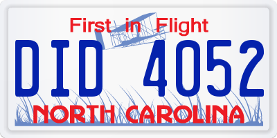 NC license plate DID4052