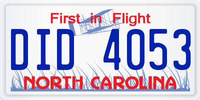 NC license plate DID4053