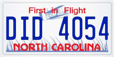 NC license plate DID4054