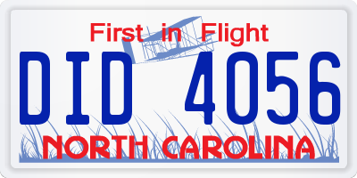 NC license plate DID4056