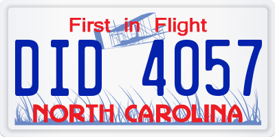 NC license plate DID4057