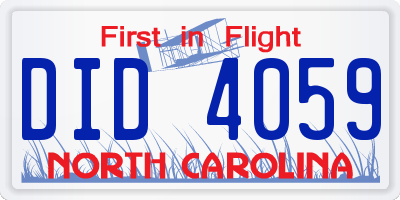 NC license plate DID4059