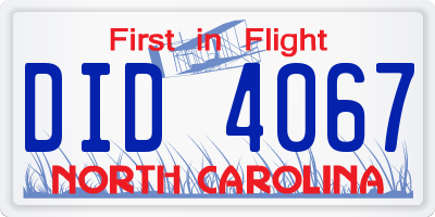 NC license plate DID4067