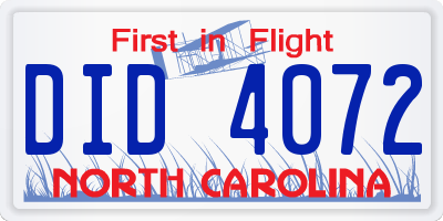 NC license plate DID4072