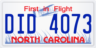 NC license plate DID4073