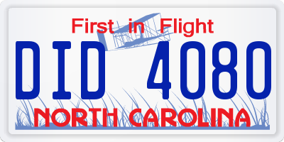 NC license plate DID4080