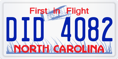 NC license plate DID4082