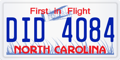 NC license plate DID4084
