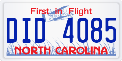 NC license plate DID4085