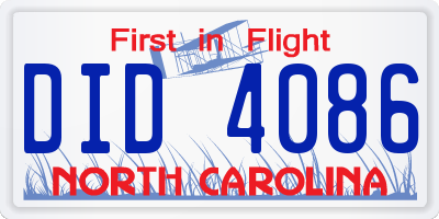 NC license plate DID4086