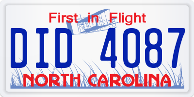 NC license plate DID4087