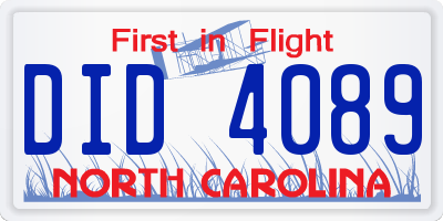 NC license plate DID4089