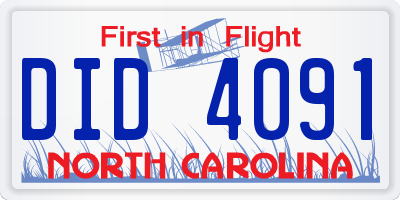 NC license plate DID4091