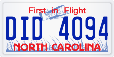 NC license plate DID4094