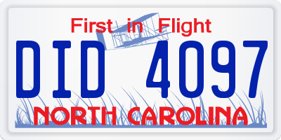 NC license plate DID4097
