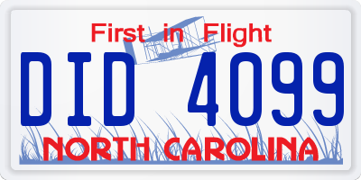 NC license plate DID4099