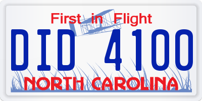 NC license plate DID4100
