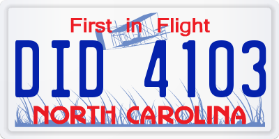 NC license plate DID4103