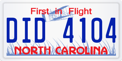 NC license plate DID4104