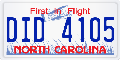 NC license plate DID4105